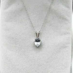 .75 Ct Genuine Aquamarine Oval Cut Dainty Sterling Silver Necklace